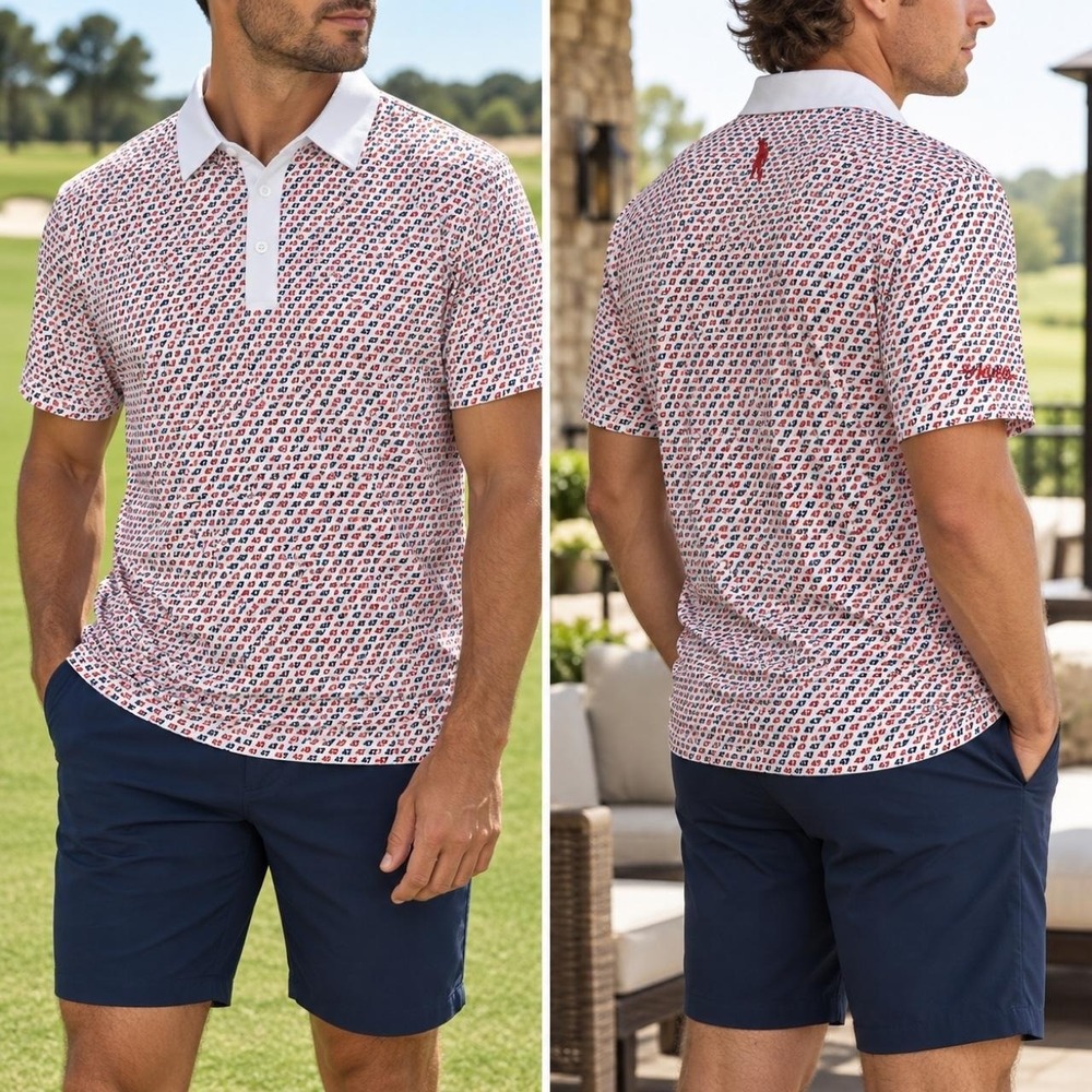 Haven Golf The Don 45/47 Performance Polo Men's XL White Red Navy Americana